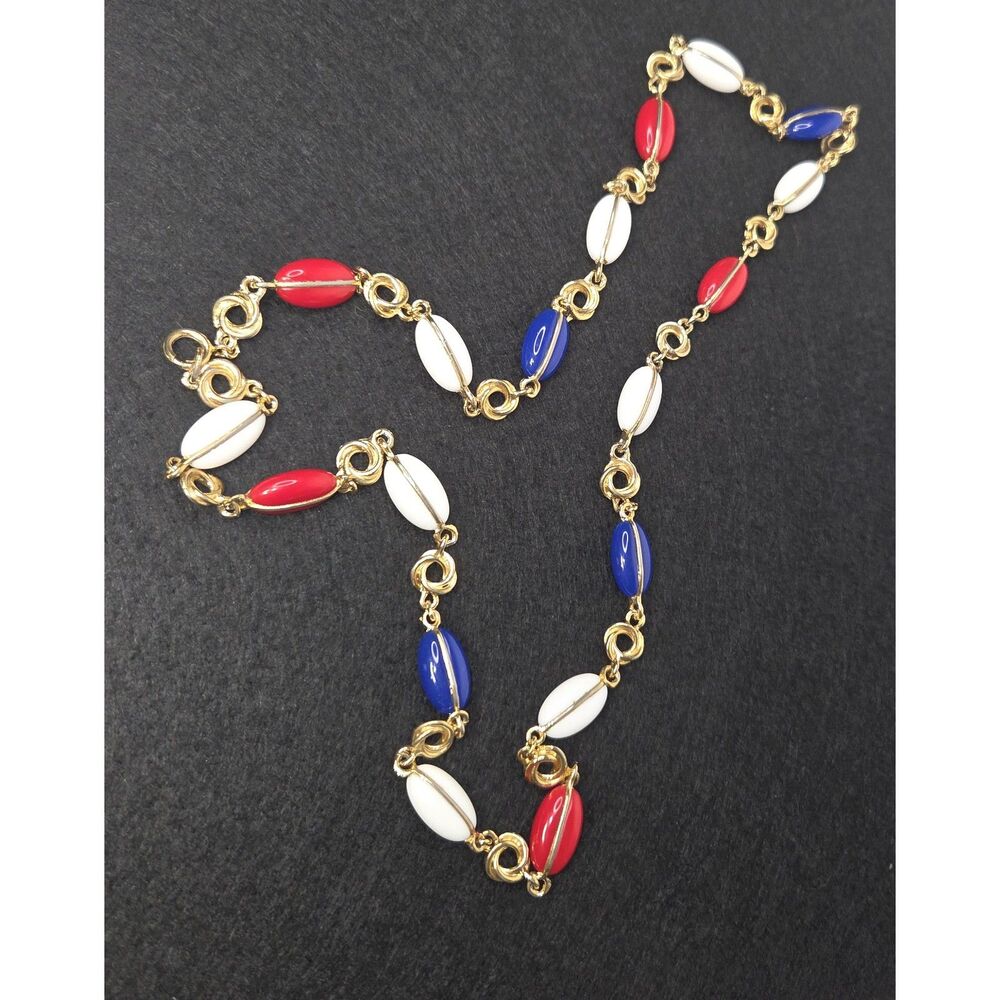 Vintage Patriotic Red White Blue Beads - Picture 2 of 12